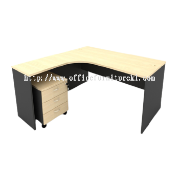 5' L SHAPE OFFICE TABLE / DESK C/W MOBILE PEDESTAL 3D AGL 1515 (Color Maple) - L-shape office table Taman Mayang | L-shape office table Taman Melawati | L-shape office table Batu Tiga Industrial Park | L-shape office table Office Furniture Shop