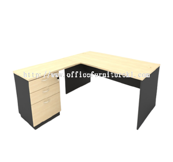 5' WRITING OFFICE TABLE / DESK C/W FIXED PEDESTAL 2D1F AGT 127 (Color Maple)  - writing office table Desa Pandan | writing office table Bukit Gasing | writing office table Damansara Heights | L-shape office table Office Furniture Manufacture