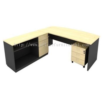 6' EXECUTIVE OFFICE TABLE / DESK C/W SIDE CABINET & MOBILE PEDESTAL 3D AGMB180 (Color Maple) - executive office table Wangsa Maju | executive office table Bandar Utama | executive office table Tadisma Business Park | executive office table 11.11 Mega Sale