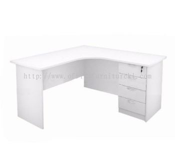 6' L SHAPE OFFICE TABLE WITH FIXED PEDESTAL 4D EXT 652 (Color White) - L-shape office table Semenyih | L-shape office table Balakong | L-shape office table Segambut | L-shape office table Office Furniture Shop