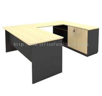 5' U SHAPE OFFICE TABLE C/W DUAL LOW CABINET SET AGT 157 (Color Maple & Dark Grey) - office table set Taman Sains Selangor |  office table set Bandar Utama | office table set Sri Petaling | office table set Fast Delivery