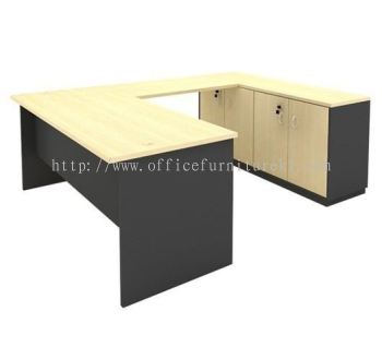 5' U SHAPE OFFICE TABLE C/W DUAL LOW CABINET SET AGT 157 (Color Maple & Dark Grey) - office table set Tropicana Metropark |  office table set Damansara Jaya | office table set Seri Kembangan | office table set Direct Factory Price