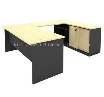 5' U SHAPE OFFICE TABLE C/W DUAL LOW CABINET SET AGT 157 (Color Maple & Dark Grey) - office table set Taman Subang Permai |  office table set Taman Perindustrian Glenmarie | office table set Setapak | office table set Anniversary Sale