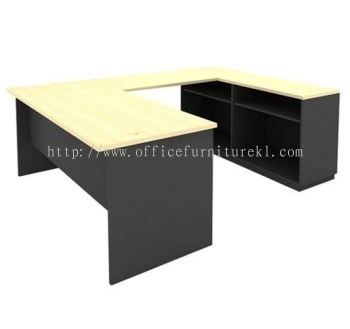 5' U SHAPE OFFICE TABLE C/W DUAL LOW CABINET SET AGT 157 (Color Maple & Dark Grey) - office table set Uep Subang Jaya |  office table set Taman Universiti | office table set Bandar Kinrara | office table set New Year Sale