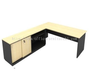 5' OFFICE TABLE | STUDY TABLE | COMPUTER TABLE SET C/W DUAL SIDE CABINET SET AGT 157 (Color Maple & Dark Grey) - office table set Amj Industrial Park |  office table set Subang Hi-Tech Industrial Park | office table set Bukit Jalil | office table set End Year Sale