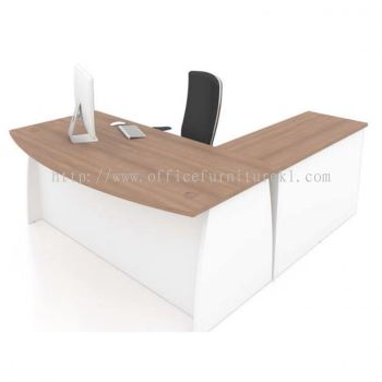 EGI 7' EXECUTIVE OFFICE TABLE / DESK D SHAPE C/W SIDE CABINET SET EGI 219 (Color Beech & White) - executive office table Dataran Mentari | executive office table Kawasan Perindustrian Temasya | executive office table Jalan Kia Peng | executive office table Ready Stock