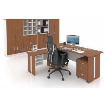 FAMAH 5' OFFICE TABLE | STUDY TABLE | COMPUTER TABLE C/W SIDE TABLE WITH DRAWER 3D & CABINET SET SET FAMAH 157 (Color Cherry & White)  - office table Changkat Semantan | office table Uoa Business Park | office table Kwasa Damansara | office table Fast Delivery