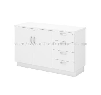 UTHILA WOODEN OFFICE SIDE CABINET C/W SWINGING DOOR + FIXED PEDESTAL DRAWER TROPICANA SELANGOR