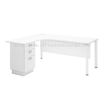 UTHILAH 6 FEET L-SHAPE EXECUTIVE OFFICE TABLE METAL PYRAMID N-LEG C/W WOODEN MODESTY PANEL & FIXED PEDESTAL 3D-AUTWL 652-3D - Kota Damansara | Puncak Alam | Cyberjaya 