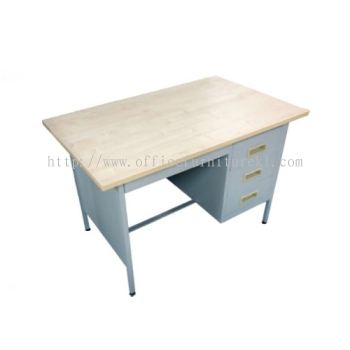 4 FEET STEEL SINGLE PEDESTAL DESK WITH WOODEN TOP PUCHONG SELANGOR