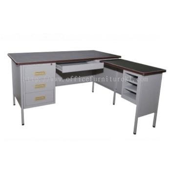 STEEL DOUBLE PEDESTAL DESK WITH SIDE TABLE BUKIT JELUTONG SELANGOR