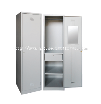 DORMITORY 1 COMPARTMENT STEEL WARDROBE CUPBOARD WITH HANGING ROD, SHELF & DRAWER KAJANG SELANGOR