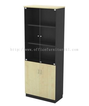 FULL HEIGHT WOODEN FILING CABINET C/W SWINGING GLASS DOOR KUCHAI LAMA KL