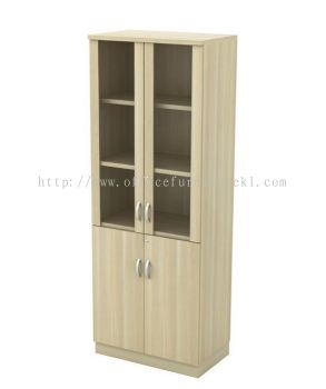 HEIGHT WOODEN FILING CABINET C/W SWINGING GLASS DOOR SETAPAK KL