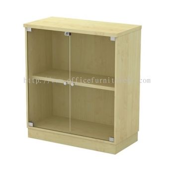 LOW WOODEN FILING CUPBOARD SWINGING GLASS DOOR BANGI SELANGOR