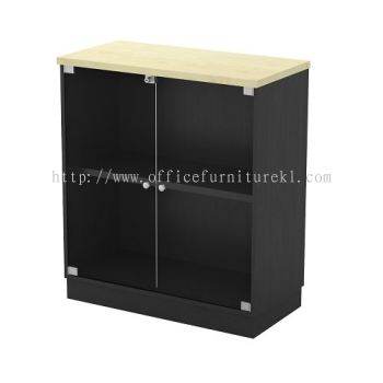 LOW WOODEN FILING CUPBOARD SWINGING GLASS DOOR ARA DAMANSARA