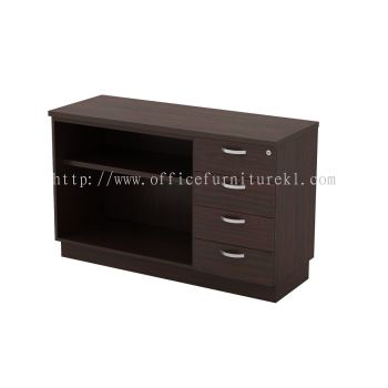 WOODEN SIDE CABINET C/W OPEN SHELF + FIXED PEDESTAL DRAWER SETIAWANGSA KL