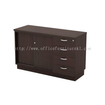 WOODEN SIDE CABINET C/W SLIDING DOOR + FIXED PEDESTAL DRAWER BUKIT BINTANG