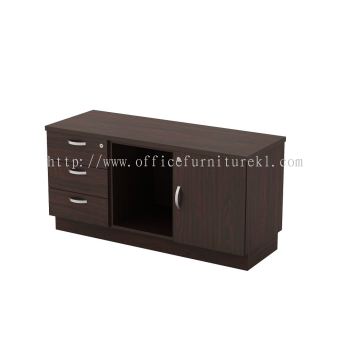 QAMAR WOODEN OFFICE SIDE CABINET C/W OPEN SHELF + SWING DOOR + FIXED PEDESTAL KEMAMAN