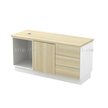 MUPHI WOODEN OFFICE SIDE CABINET C/W OPEN SHELF + SWING DOOR + DRAWER SRI PETALING 