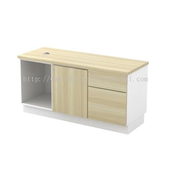 MUPHI WOODEN OFFICE SIDE CABINET C/W OPEN SHELF + SWING DOOR + DRAWER SUNGAI BESI