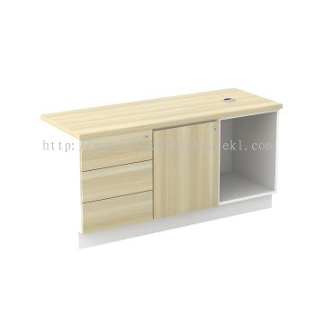 MUPHI WOODEN OFFICE SIDE CABINET C/W OPEN SHELF + SWING DOOR + FIXED PEDESTAL SEGAMBUT KL