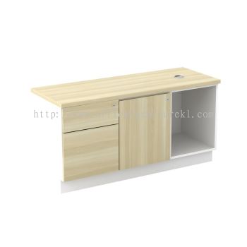 MUPHI WOODEN OFFICE SIDE CABINET C/W OPEN SHELF + SWING DOOR + FIXED PEDESTAL GOMBAK KL