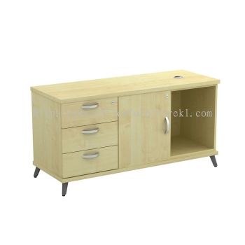 OLVA WOODEN OFFICE SIDE CABINET C/W OPEN SHELF + SWING DOOR + FIXED PEDESTAL (LEFT) SUNWAY