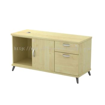 OLVA WOODEN OFFICE SIDE CABINET C/W OPEN SHELF + SWING DOOR + FIXED PEDESTAL (RIGHT) SUBANG