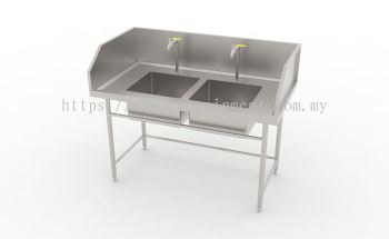 Double Bowl Sink Table With Border Ledge