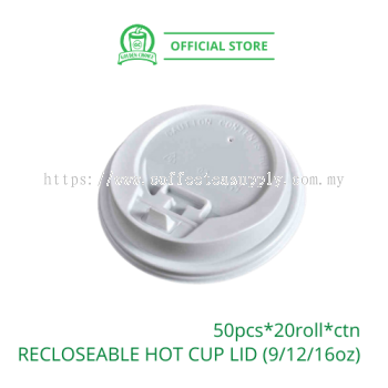 Hot Cup Lid Recloseable WHITE - 9oz 12oz 16oz hot cup / cap / cover