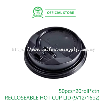 Hot Cup Lid Recloseable BLACK - 9oz 12oz 16oz hot cup / cap / cover