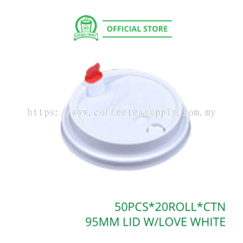 95mm LID WITH LOVE BUTTON White - Flat lid | Love Cap | Fruit Cup | PP Cup | U Shape Cup | Takeaway