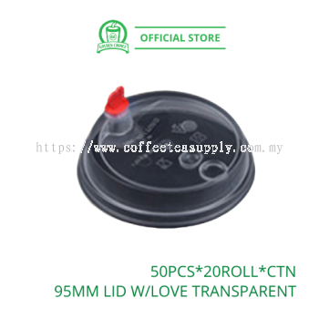 95mm LID WITH LOVE BUTTON Transparent - Flat lid | Love Cap | Fruit Cup | PP Cup | U Shape Cup | Takeaway