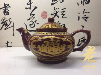 朱红招财茶壶