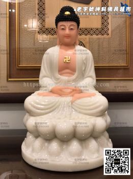 16‘’全莲三宝佛祖（汉白玉）