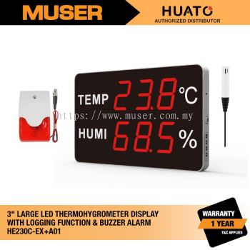 HE230C-EX+A01 Large LED Display Thermohygrometer with Logging Function & Alarm | Huato by Muser