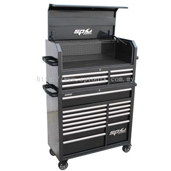 Sumo Series Power Hutch Tool Box - 18 Drawer - Black/Chrome Handles | SP40698