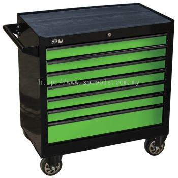 Sumo Series Roller Cabinet - 7 Drawer - Black/Green Drawers | SP40127