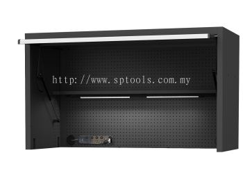 SP TOOLS 59" USA SUMO SERIES WIDE POWER TOP HUTCH - SHELF, PEGBOARD, LIGHT - BLACK/CHROME SP44730