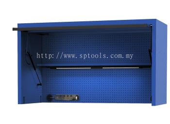 SP TOOLS 59" USA SUMO SERIES WIDE POWER TOP HUTCH - SHELF, PEGBOARD, LIGHT - BLUE/BLACK SP44730BL