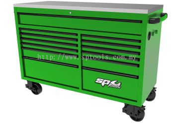 SP TOOLS 59" USA SUMO SERIES WIDE ROLLER CABINET - 13 DRAWER - GREEN/BLACK SP44725G