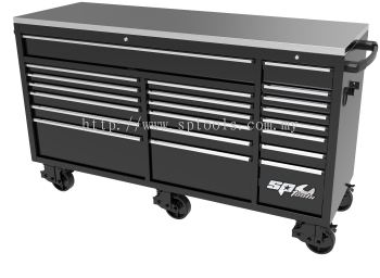 SP TOOLS 73" USA SUMO SERIES WIDE ROLLER CABINET - 21 DRAWER - BLACK/CHROME SP44825