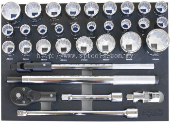 SP TOOLS FOAM TRAY - METRIC/SAE - 32PC - SOCKETS & ACCESSORIES INCLUDED SP50000