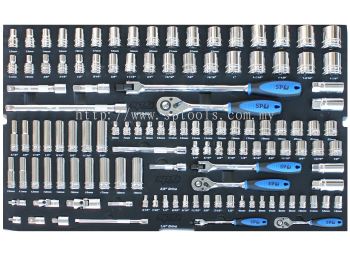 SP TOOLS FOAM TRAY - METRIC/SAE - 122PC - SOCKETS & ACCESSORIES INCLUDED SP50008