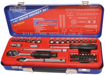 SP TOOLS 1/4"DR SOCKET SET - 6PT METRIC/SAE - 41PC T820101