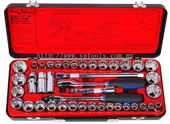 SP TOOLS 1/2"DR SOCKET SET - 12PT METRIC/SAE - 41PC SP20300