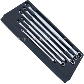 SP TOOLS DOUBLE RING LONG SPANNER SET - 0掳 OFFSET - METRIC - 6PC SP10036