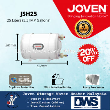 Joven JSH25 (25L) Storage Water Heater Tank - 25 Litres