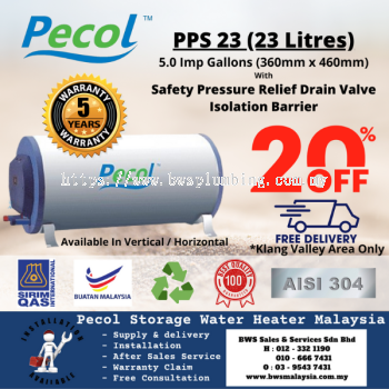 Pecol  PPS23 (23L) Storage Water Heater Malaysia - Pecol 23 Litres